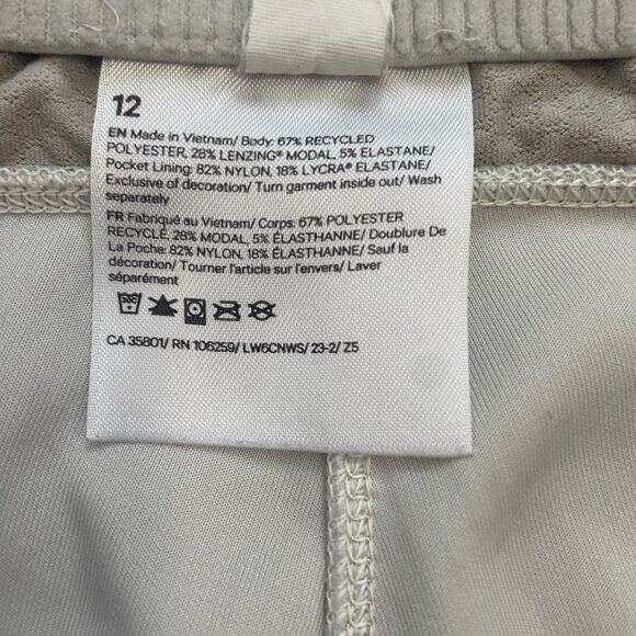 Lululemon Softstreme Ribbed Zip Leg High Rise Cropped Pants Bone Cream Size 12 - Picture 9 of 12